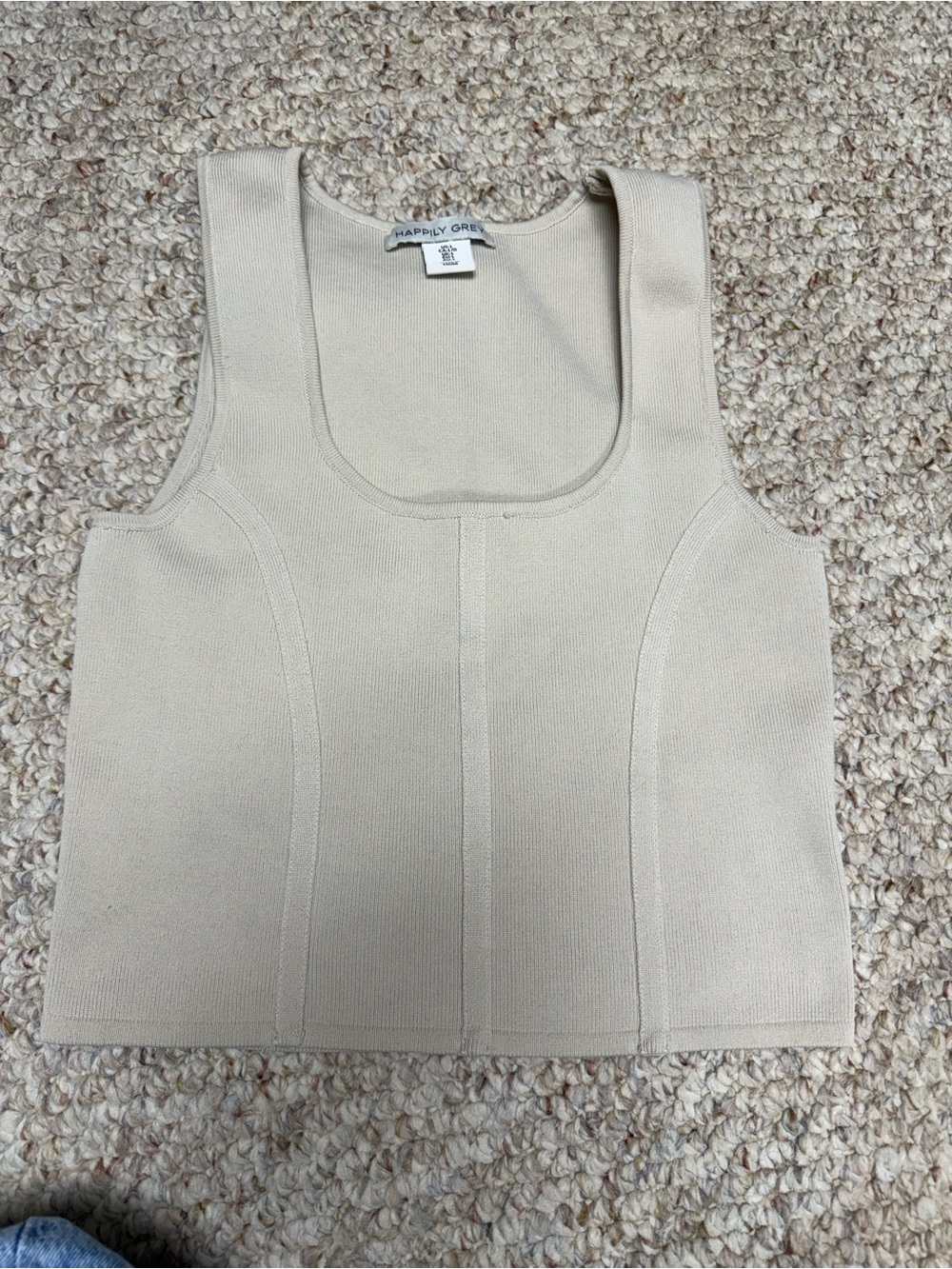 Happily Grey Cream Sculpted Knit Tank